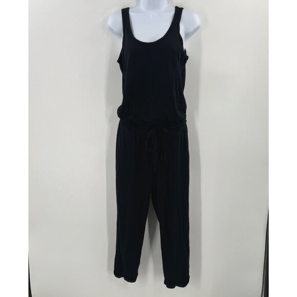 Michael Stars S Black Tank Jumpsuit Cotton Modal Drawstring Waist Theo Lounger - Picture 1 of 10
